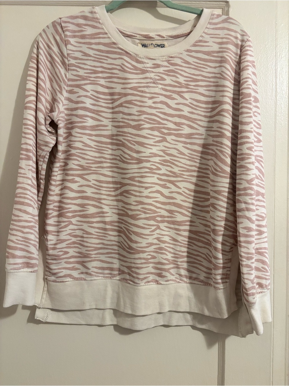 Wallflower Pink & White Zebra-Print Crewneck Sweatshirt
